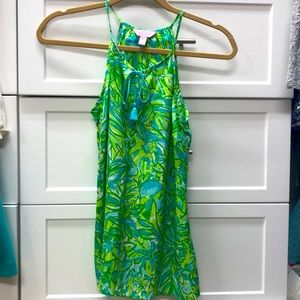 Silk Lilly Pulitzer top with tassels.
